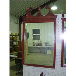 MAHOGANY MIRROR BROKEN ARCH STYLE; HAS WEAR IN FINISH