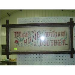 LEAVE FRAMED NEEDLE POINT; NOT COMPLETE