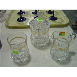 3-PC SET TABLE SET; COVERED JAR; CREAMER & SUGAR
