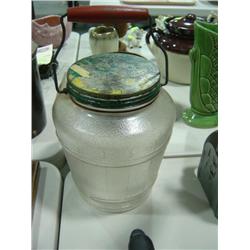 WIRE AND WOOD HANDLE GLASS JAR