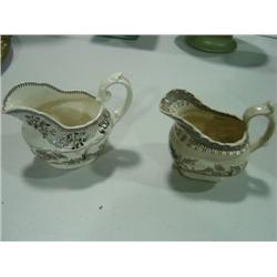 LOT OF 2 PAINTED CREAMERS; 1-HAS CRACK & CHIP