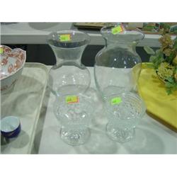 LOT OF 4: DIAMOND PATTERN SHERBET DISHES AND 2 VASES