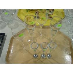 LOT OF 7 PCS: 4-TALL STEM GLASSES; 3 STEM SHERRY GLASSES