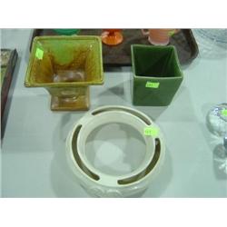 LOT OF 3 PLANTERS: 2-HAEGER AND AUSTRIA FLOWER RING