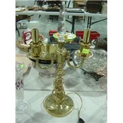 BRASS DOUBLE LAMP; NO SHADES