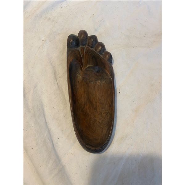 Vintage Bali hand carved wooden foot sculpture