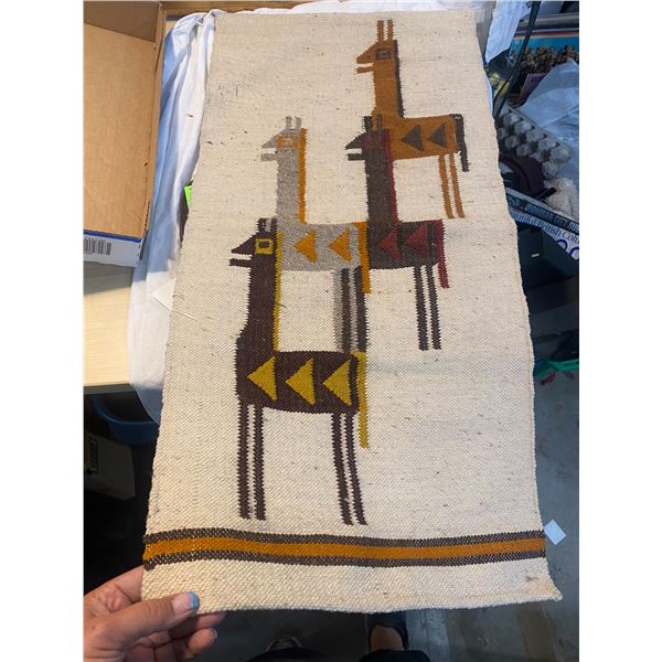 Vintage Hand-Woven Ecuadorian Ecuador Textile Navajo Rug Tapestry Hanging Camels