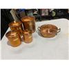 Image 1 : Copper canisters and pot