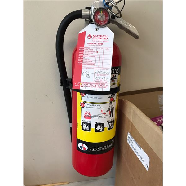 Fire extinguisher with wall bracket