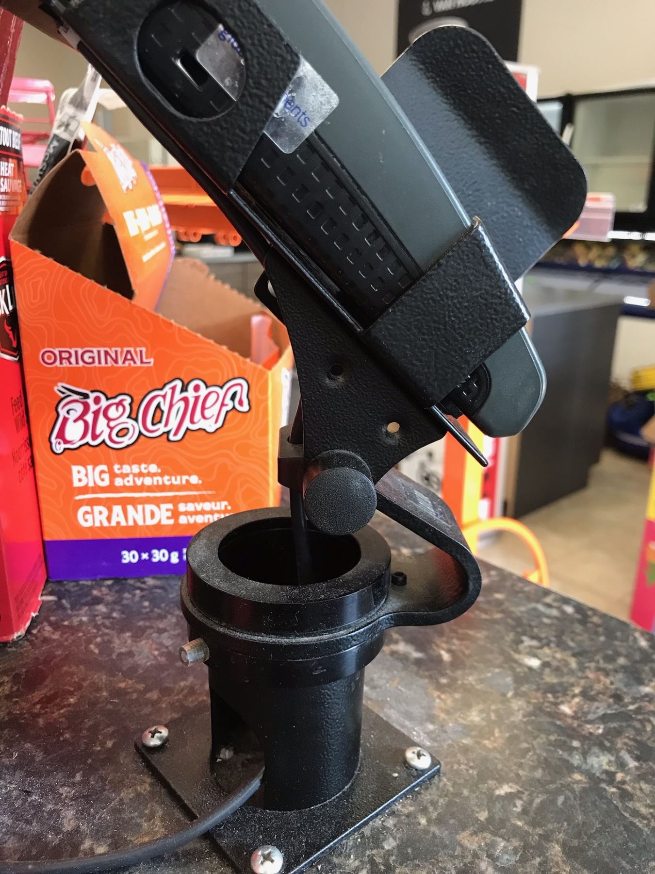 Holder for debit hand held machine machine not included