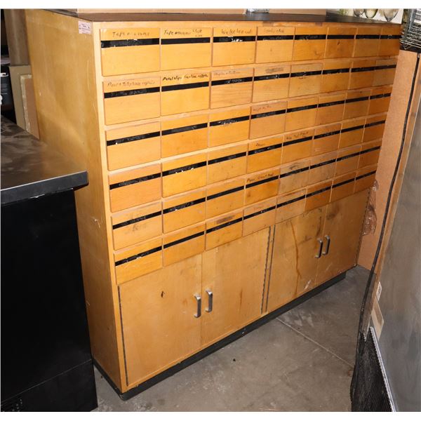 MULTIDRAWER WOODEN CABINET WITH CONTENTS