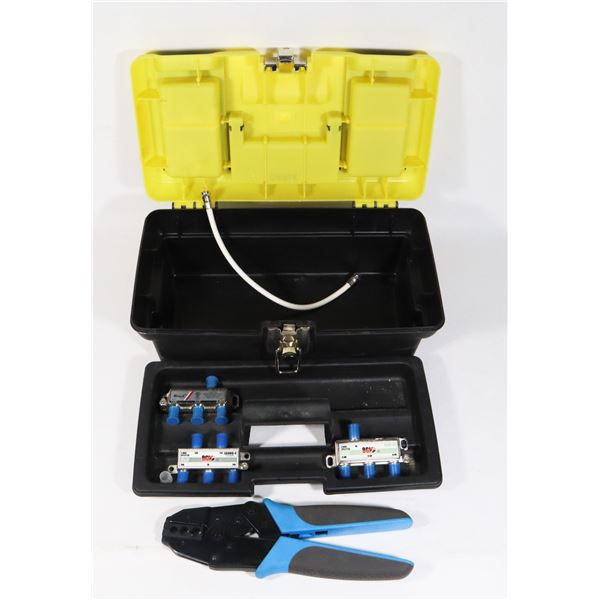 STANLEY 12  TOOL BOX WITH CABLE CRIMP TOOL AND