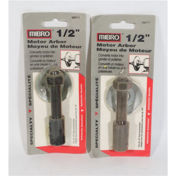 TWO NEW 1/2" MIBRO MOTOR ARBORS. CONVERTS MOTOR IN