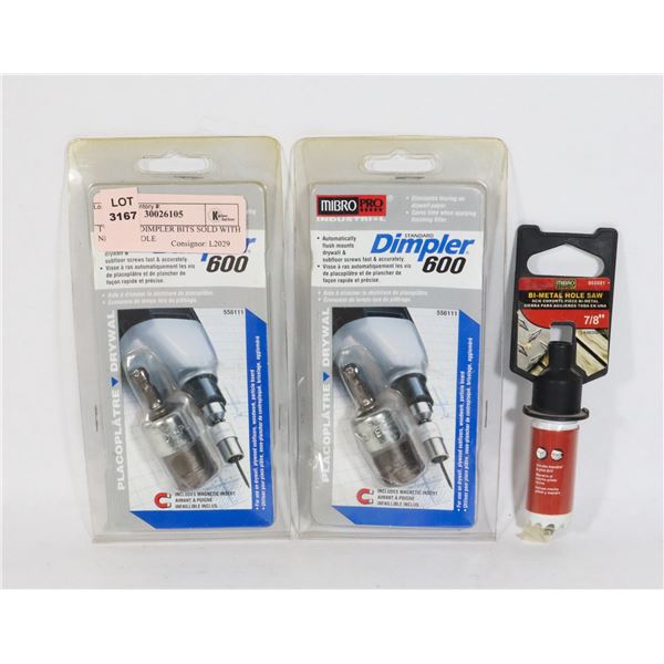 TWO NEW DIMPLER BITS SOLD WITH NEW 7/8  HOLE