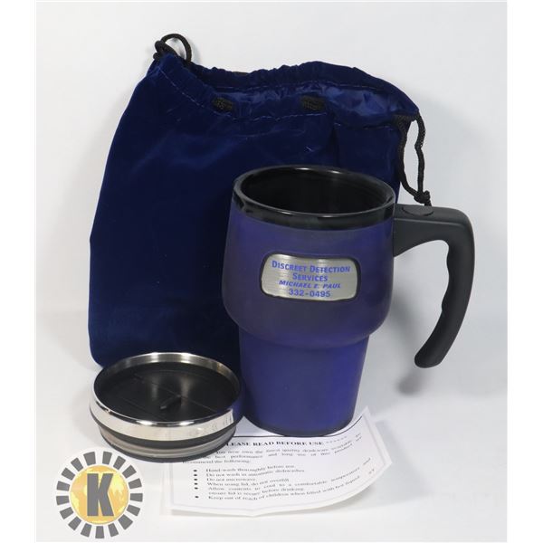 NEW DARK BLUE 15-OZ PLASTIC LINED STAINLESS STEEL