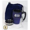 Image 1 : NEW DARK BLUE 15-OZ PLASTIC LINED STAINLESS STEEL