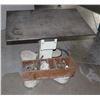 Image 1 : HEAVY METAL WORK TABLE ON WHEELS (ROLLS WELL) INCLUDES BOX OF MISC