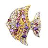 Image 1 : Natural Amethyst  Rhodolite Tanzanite Fish Brooch