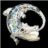 Image 1 : Natural Rhodolite Garnet & Pearl  Crocodile Brooch