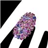 Image 2 : Natural Iolite Rhodolite Tanzanite Jumbo Ring
