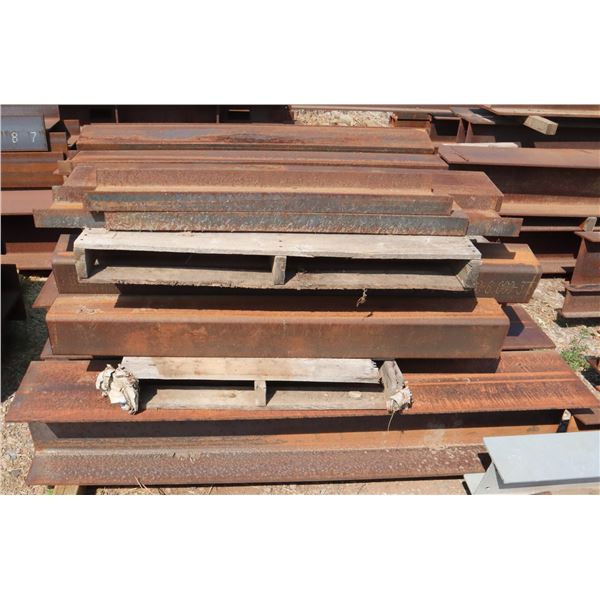 STACKED PALLETS OF INDUSTRIAL STEEL BEAMS +