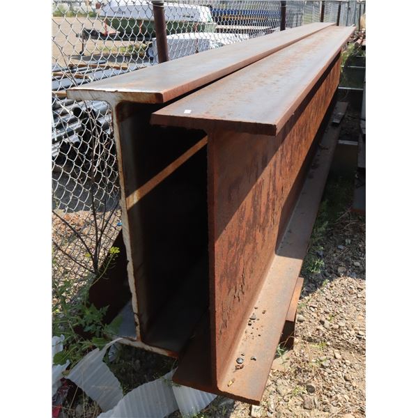 TWO INDUSTRIAL STEEL BEAMS APPROX 15' AND 20'