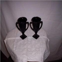 Pair of double handle footed vases