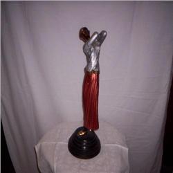 Cast Iron lady with tennis racket statue 22" tall