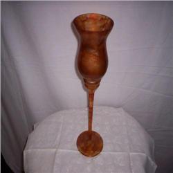 Footed candle holder signed LE Tiffany Family 16" tall