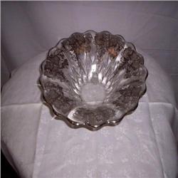 3 leg silver overlay 11" bowl