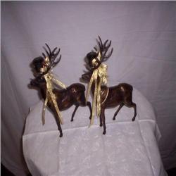 Pair cast Deer candle sticks 11" tall
