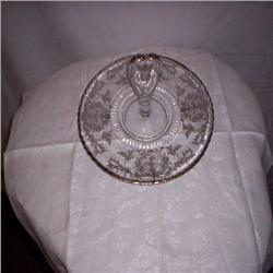 Silver overlay sandwich dish 11"