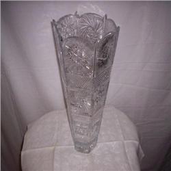 Cut glass vase 15 1/2" tall