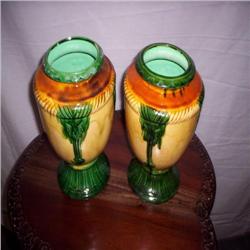 Pair of hand painted vases