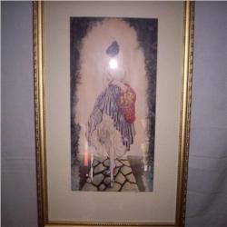 Louis Icart print framed 20 x 26 "Lady with fruit"