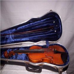 William Lewis and Son fiddle made in Germany with hard shell case and bow