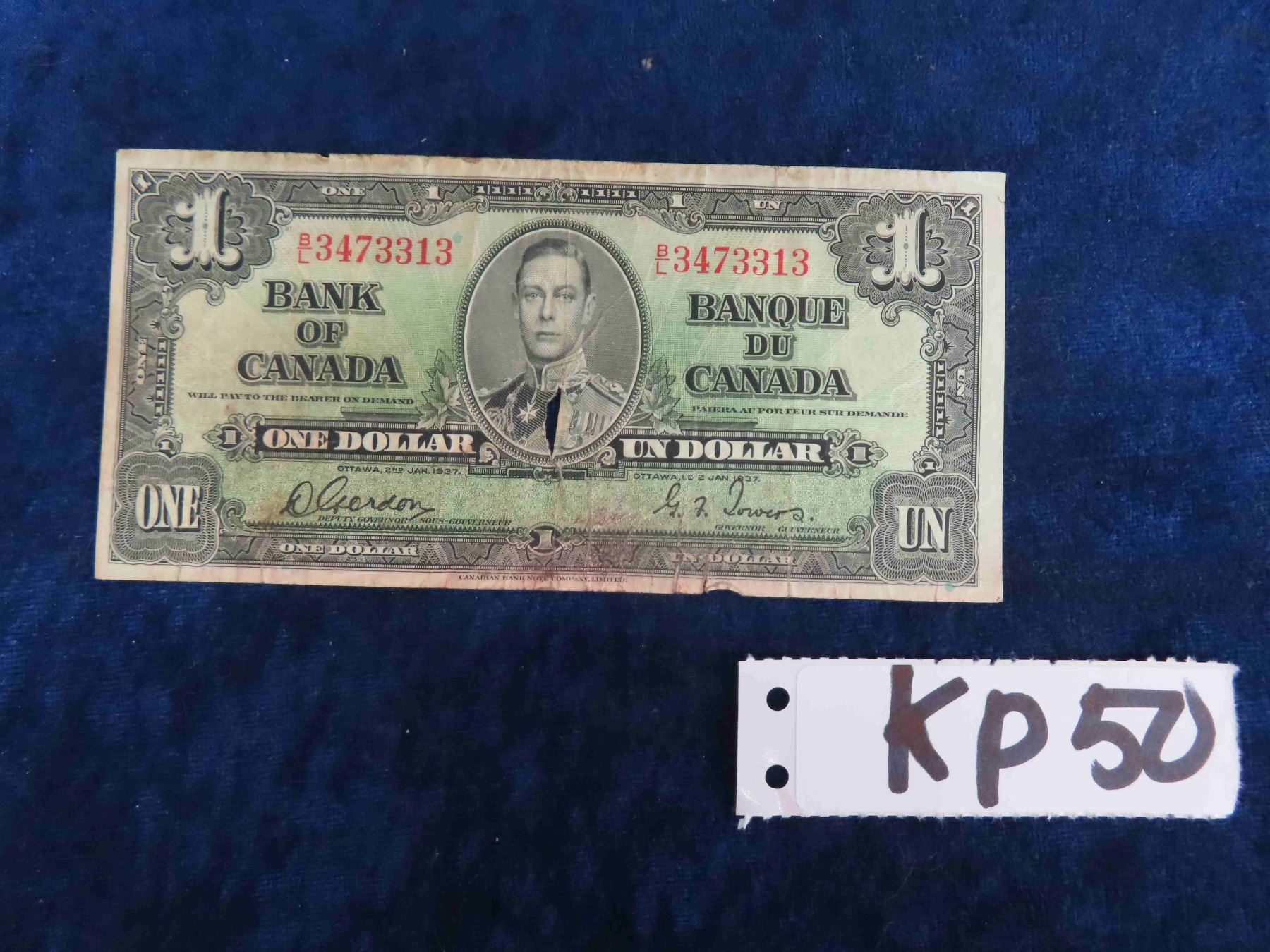 1937 Canada $1 Bill