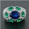 Image 2 : 18k Gold 6.93 ctw GIA & AGL Burma Sapphire Emerald Diamond Cocktail Statement Ri
