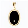 Image 3 : Large Vintage 14K Yellow Gold .44 ctw Diamond & Onyx Tulip Flower Bouquet Pendan