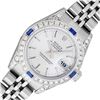 Image 1 : Rolex Ladies Quickset Silver Index Diamond Lugs & Sapphire Datejust Wristwatch