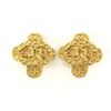 Image 1 : Chanel Gold-tone Metal CC Arabesque Logo Cross Shape Clip-on Earrings