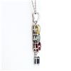 Image 3 : 14K White Gold 3.54 ctw Multi-Color Sapphire & Diamond Dangle Pendant Necklace