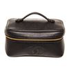Image 1 : Chanel Black Caviar Leather Vanity Case Bag