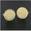 Image 7 : Men's Vintage 14k Yellow Gold Round Tri Color Florentine & Textured Cufflinks