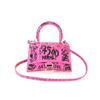 Image 1 : Balenciaga Pink Graffiti Printed Calfksin Leather Hourglass XS Top Handle Should