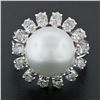 Image 2 : Vintage 18k White Gold 12.7mm South Sea Pearl 2.10 ctw Marquise Diamond Halo Rin