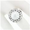 Image 3 : Vintage 18k White Gold 12.7mm South Sea Pearl 2.10 ctw Marquise Diamond Halo Rin