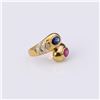 Image 2 : 18k Yellow Gold Ruby & Sapphire Crossover Ring by Utopia