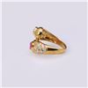 Image 3 : 18k Yellow Gold Ruby & Sapphire Crossover Ring by Utopia