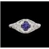 Image 2 : 0.60 ctw Tanzanite and Diamond Ring - 14KT White Gold